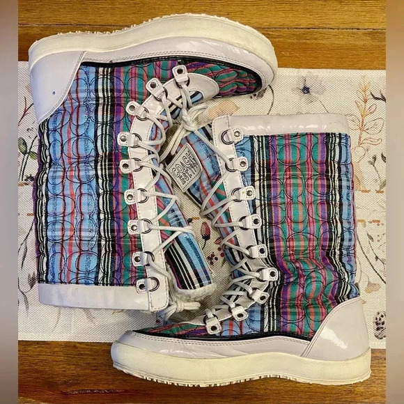 Coach | Peggey Tall Winter Boots | Striped | Women’s 8.5 - Picture 2 of 7